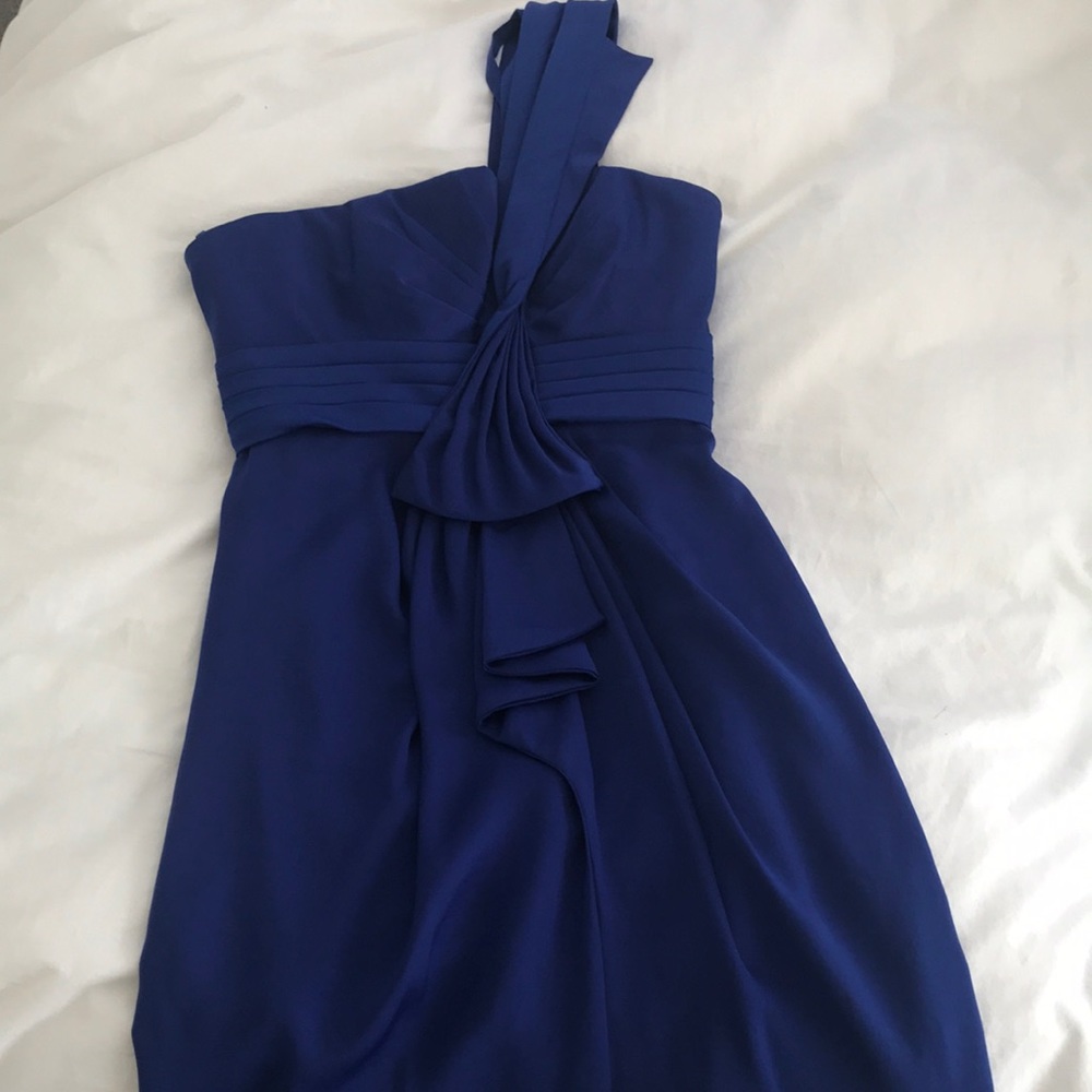 BCBG MaxAzria royal blue one shoulder dress